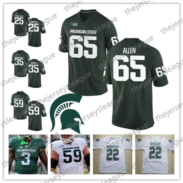 

Michigan State Spartans 2019 MSU #65 Brian Allen 77 Dimitri Douglas 14 Brian Lewerke Stitched Green White NCAA College Football Jerseys
