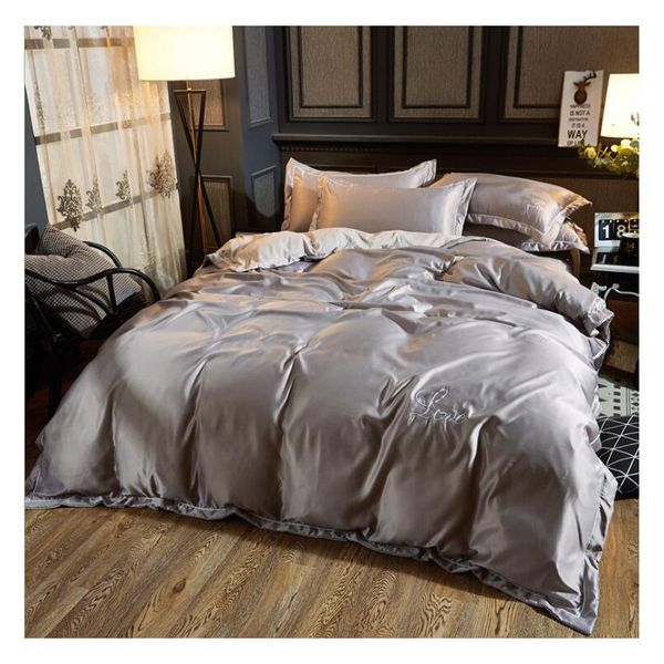 Simple Duvet Cover Set Bed Skirt Pillow Case Luxury Quilt Sets