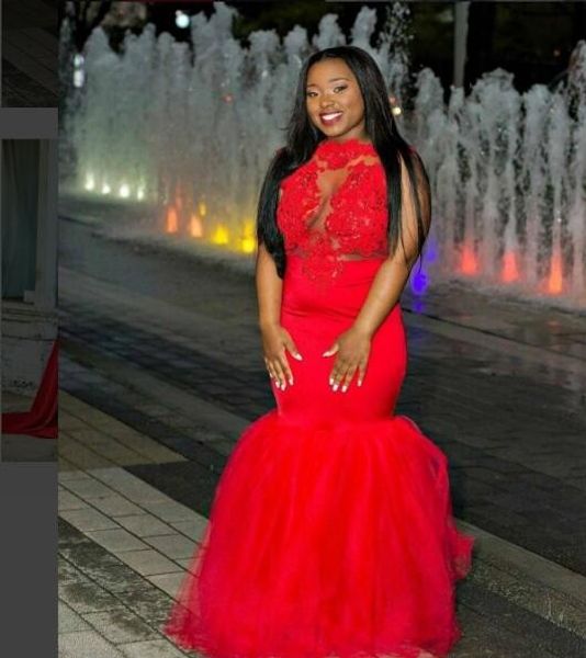 

plus size black lace mermaid prom dresses 2021 african black girl red prom dress