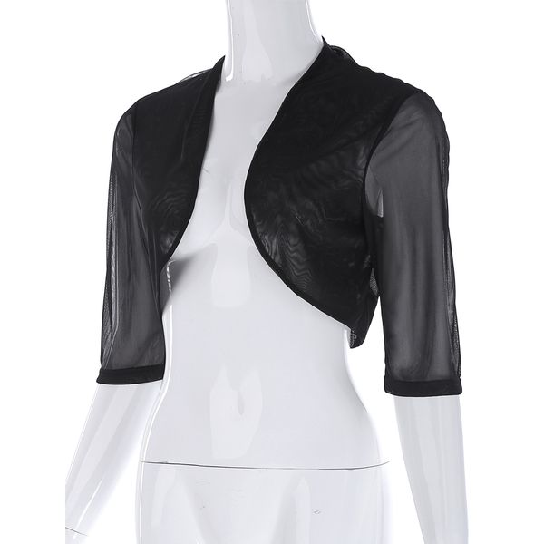 

2017 Новая Мода Женщины Шифон Куртка Половина Рукава Обрезанные Короткие Болеро По