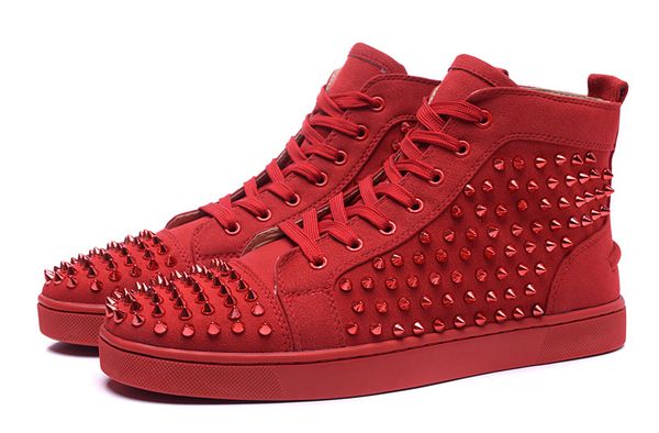

designer fashion bottoms shoes studded spikes flat sneakers for men women glitter party lovers genuine leather casual rivet sneaker, Black