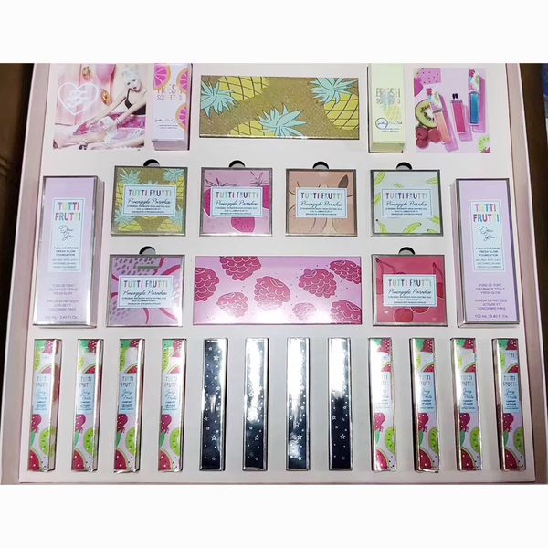 

New face tutti fruit makeup bundle 26 in 1 kit pineapple eye hadow lip glo liquid highlighter fruit cocktail blu h powder 26pc makeup et