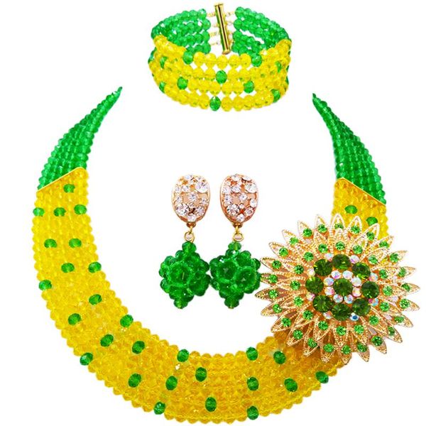 

discount green yellow crystal beads anniversary gift jewelry sets 5c-sz-20, Slivery;golden