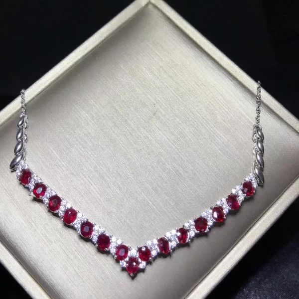 

natural red ruby gem necklace natural gemstone pendant necklace s925 silver trendy water drop chain women girl wedding jewelry