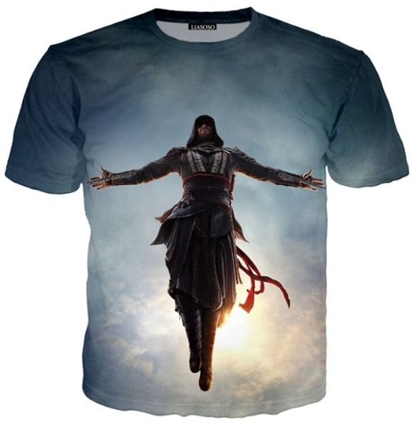 

новая мода женщины / мужчины harajuku горячие assassins creed игры смешные 3d печати мужская футболка лето повседневная тройники aa615, White;black