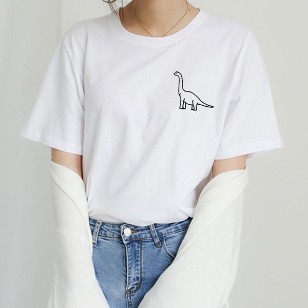 

2018 dinosaur pocket print women tshirt casual hipster funny t shirt for lady tee tumblr drop ship plus size zsiibo nv97 rf, White