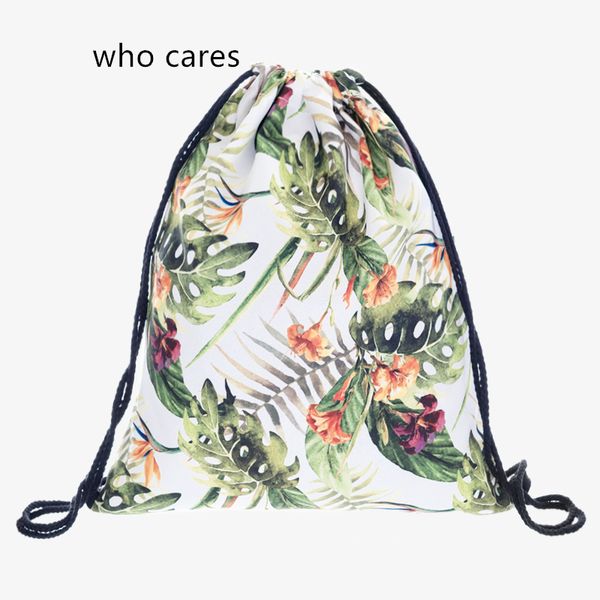 

classic 3d printing backpack women tropical flower drawstring bag daily casual feminina girl