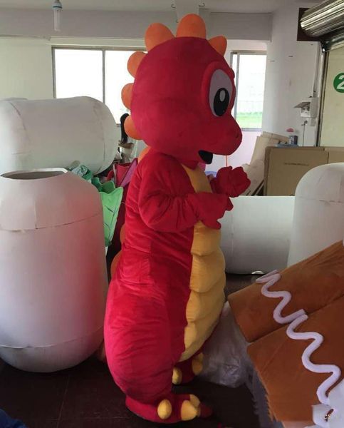 Vendita calda 2018 The Head Red Color Dinosaur Dino Mascot Costume per adulto