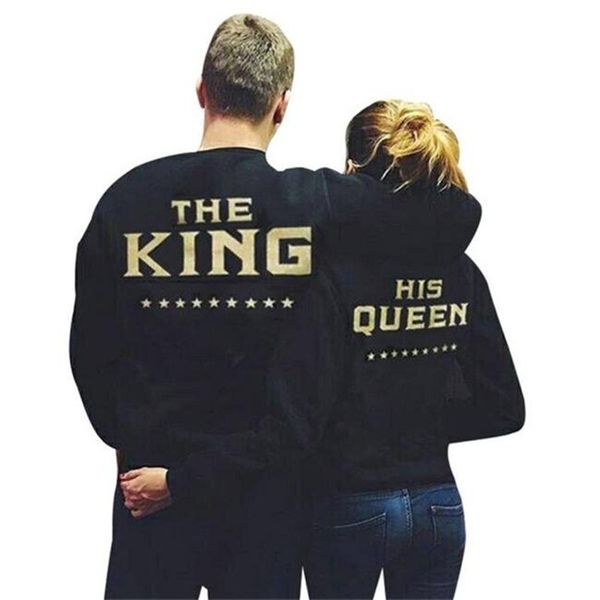 

couples sweatshirts for men and women sweat shirt hoodies long sleeve print king and queen lovers plus size black