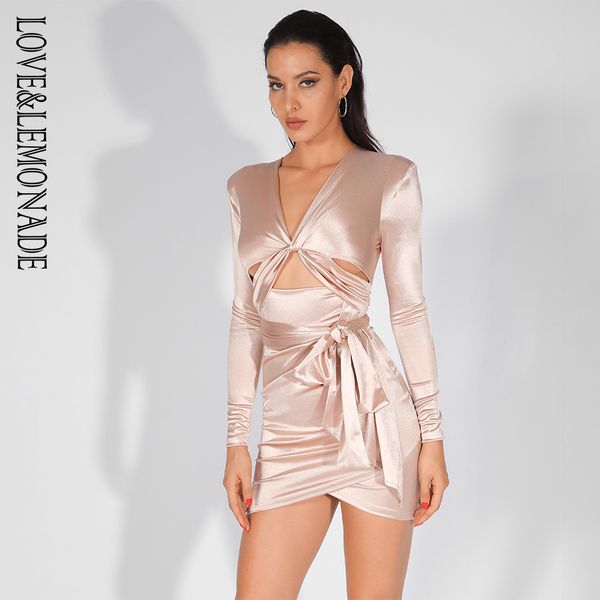 

love&lemonade deep v-neck cut out shoulder pad slim-fit party dress lm81565 nude, White;black