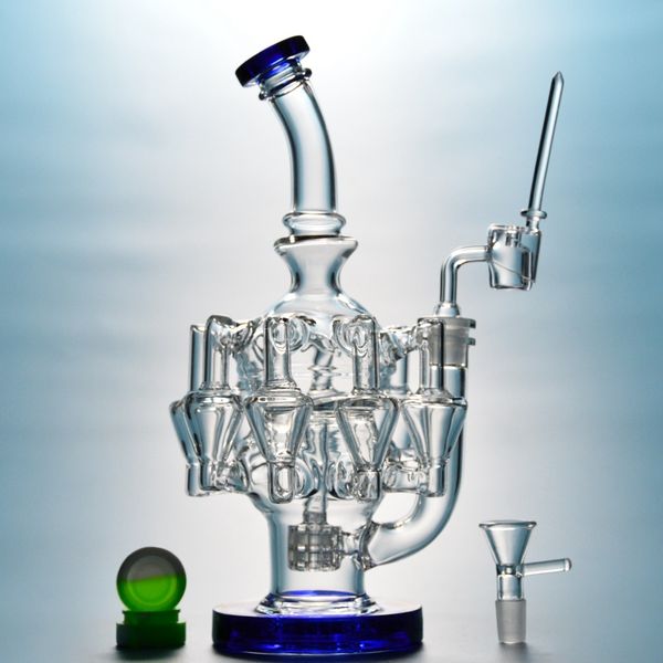 JT 30 cm Altezza Recycler Bong Tubi per l'acqua in vetro con matrice comune da 14 mm Perc Octopus Arms Dab Rigs Fumatori Bong d'acqua Quarzo Banger OA01