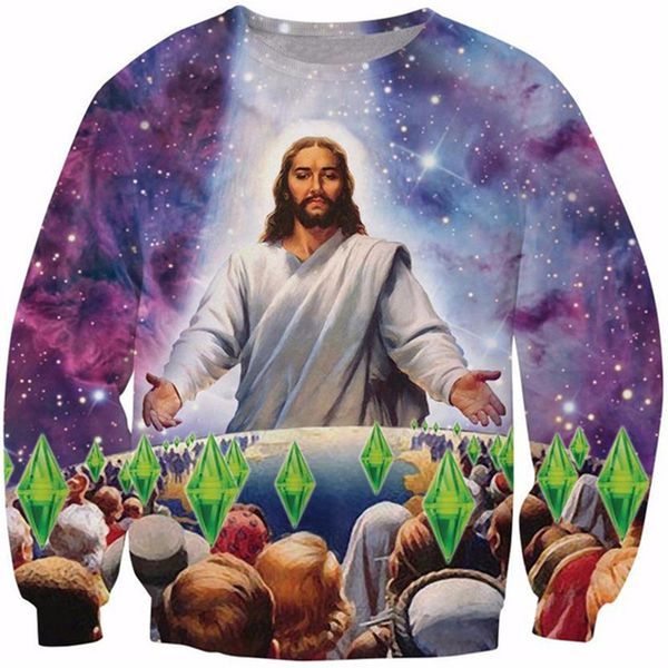 

новая мода прохладный толстовка толстовки мужчины женщины 3d печати иисус умер для ваших симов горячий стиль уличная одежда рукав одежда b64, Black