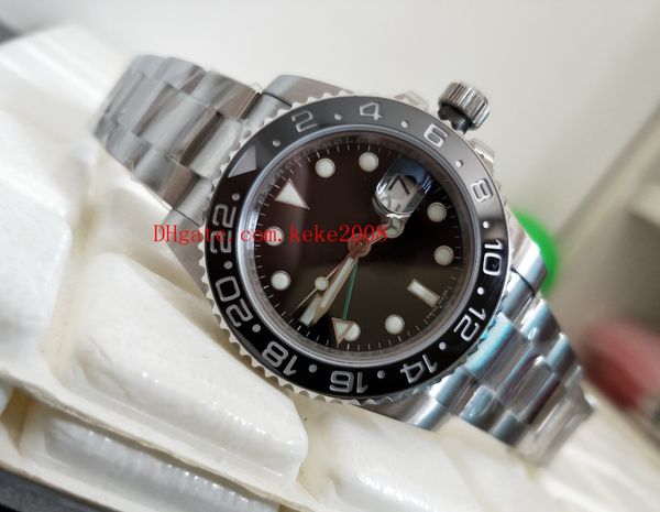 

luxury bp factory asia 2813 movement 40mm gmt 116710 116710ln blue luminescent ceramic mechanical automatic mens watch watches, Slivery;brown