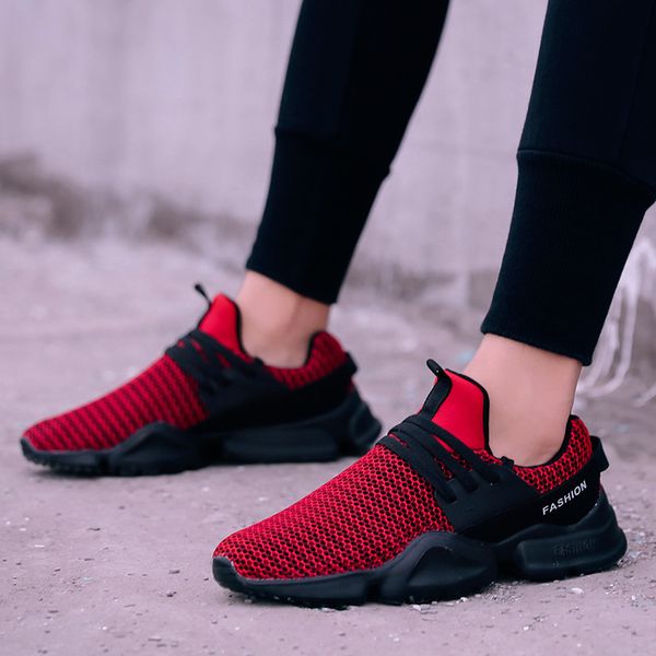 

new arrival fashion men summer shoes breathable mesh lace up black light mens flats sneakers plus size 39-48 running shoes man