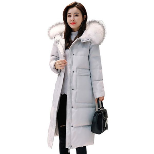 

woman coat winter big fur collar women down coats jackets warm women's down jacket parkas new winter loose female coat j953, Black