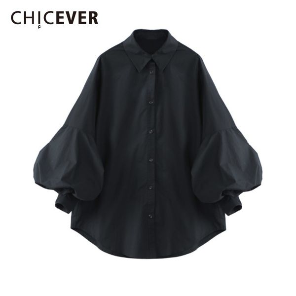 

chicever autumn women's shirt blouse female lantern sleeve loose big size casual women shirts blusa clothes fashion casual, White