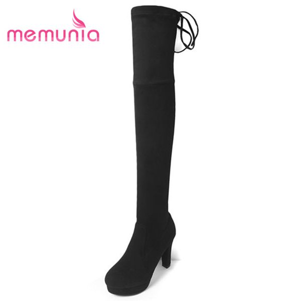 

memunia large size 34-43 thigh high boots for women extreme high heels narrow band fashion boots new 2018 over the knee, Black