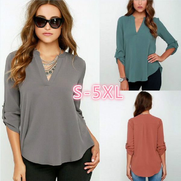 

maternity v-neck chiffon beach blouse summer fashion casual white shirts loose solid color clothes for pregnant women