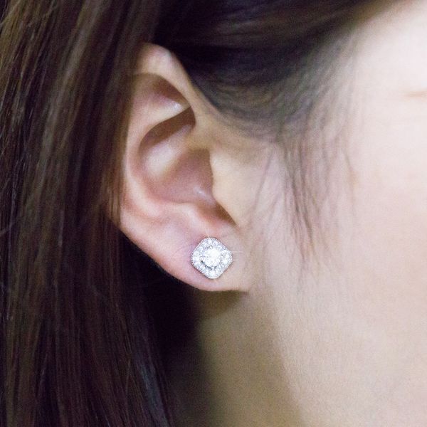 

классические ювелирные изделия женщины квадратные gemstone cz серьги 925 посеребренная серьги для невесты свадебные обручальное gift55, Golden;silver