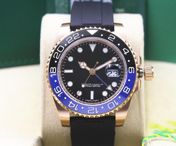 

Роскошный бренд наручные часы 40 мм GMT 116710BLNR черный синий керамический безель черный циферблат Азия 2813 механический резиновый ремешок Отличные мужские ва