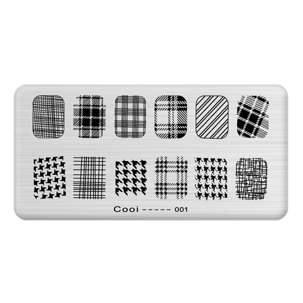 

1pcs latest mix lattice design stainless steel nail art plate stainless steel nail art stamping template diy tool jh114, White