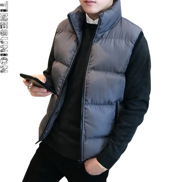 

mens winter sleeveless parka jacket men cotton vest men's warm thick hooded coats male cotton-padded work waistcoat gilet homme, Black;white