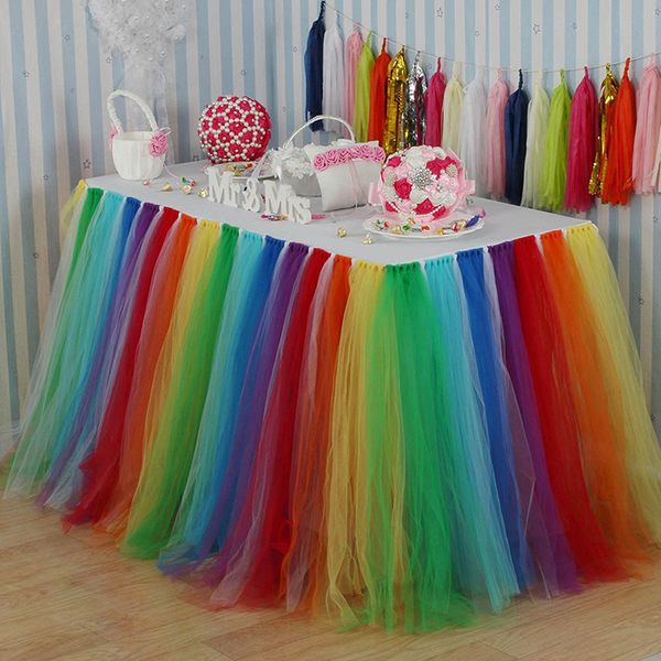 2019 Colorful Tulle Table Skirt Diy Tutu Tableware Skirts For