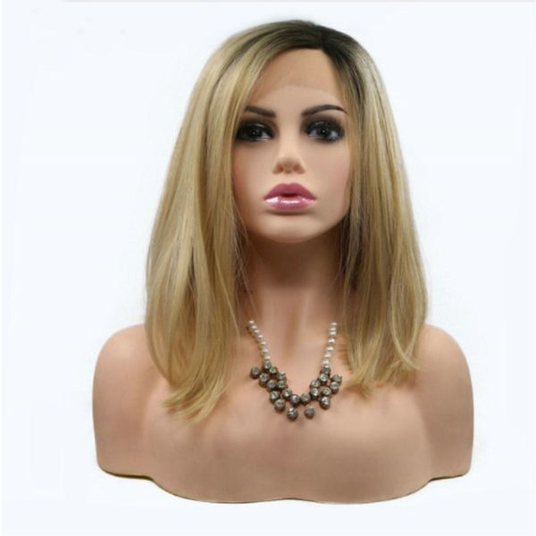 Hot Sexy Blonde Bob Wig Natural Straight Synthetic Hair Short Dark