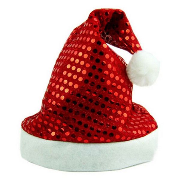

los 1pc deluxe sequin santa hat outfit accessory for christmas nativity fancy dress red and white cap for santa claus costum