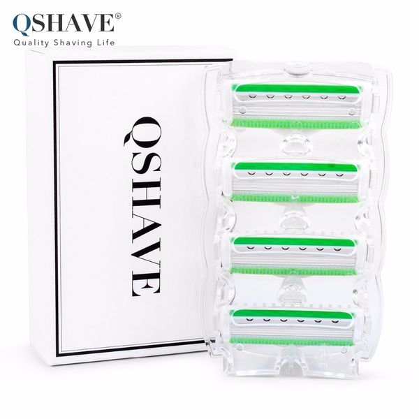 

qshave green lady personalized shaving razor x5 usa blade, 4 cartridges
