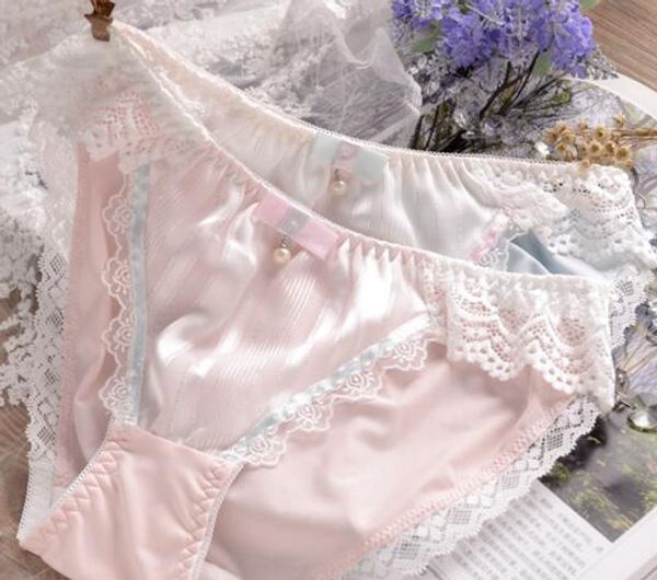 

100% real ps  l xl xxxl 3xl plus size lovely cute lolita kawaii princess lace pearls bow panties underwear brief 204, Black;pink