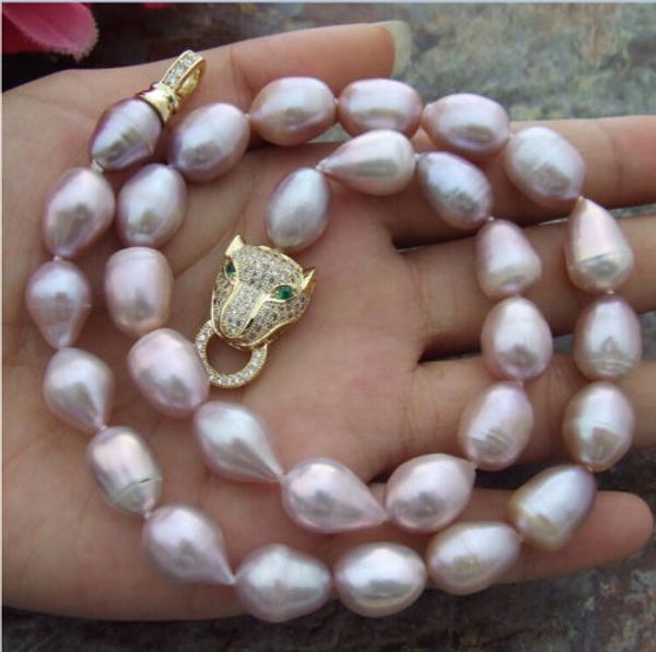 

whole saleelegant 11-13mm baroque south sea lavender pearl necklace 18 inch, Silver