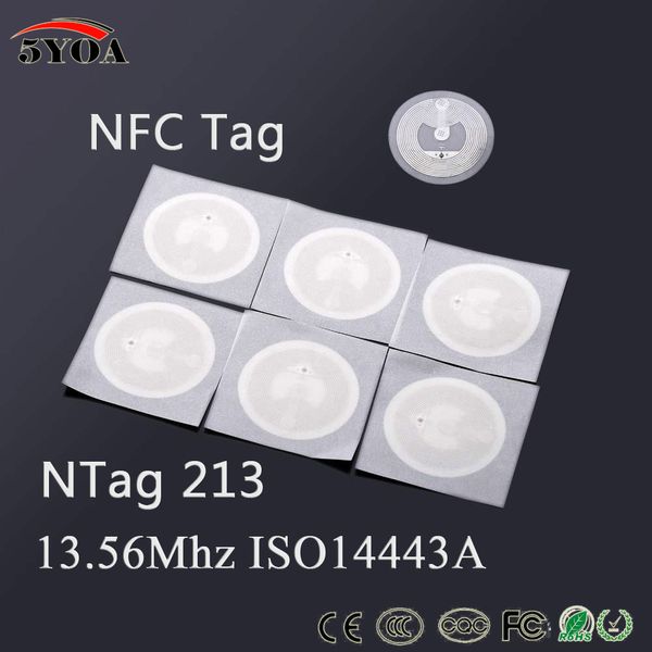 5YOA 100шт / Lot NFC TAG наклейки 13,56 ISO14443A NTAG213 Ключевые теги llaveros llavero Знак Patrol этикетки RFID тегов знак