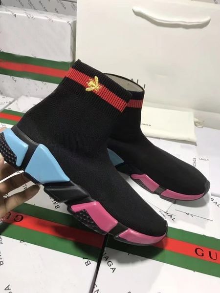 

with box luxury sock shoe speed trainers running sneakers speed trainer sock race runners black shoes men and women sports shoes 35-45
