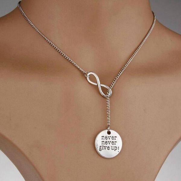 

2018 new antique silver infinity symbol&round horsehead long sweater chain necklace friend friendship christmas gift for women k153