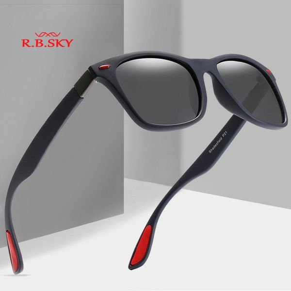 

r.b.sky design men women classic retro rivet polarized sunglasses lighter design square frame 100% uv protection, White;black