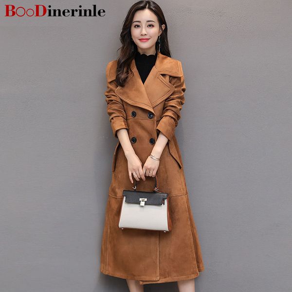 

boodinerinle s-2xl new fashion women winter large pocket lapel long sleeves solid simple female leisure trench coat 2017 fy001, Tan;black