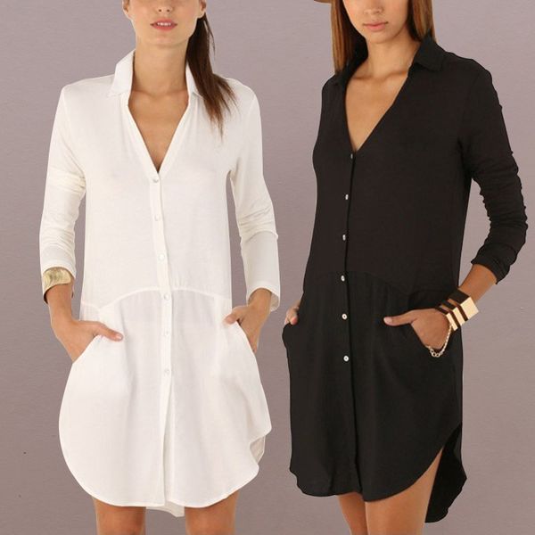 

celmia women summer shirt dress robe femme v neck white dresses 2018ladies clothes curve hem short mini vestido de festa, White;black