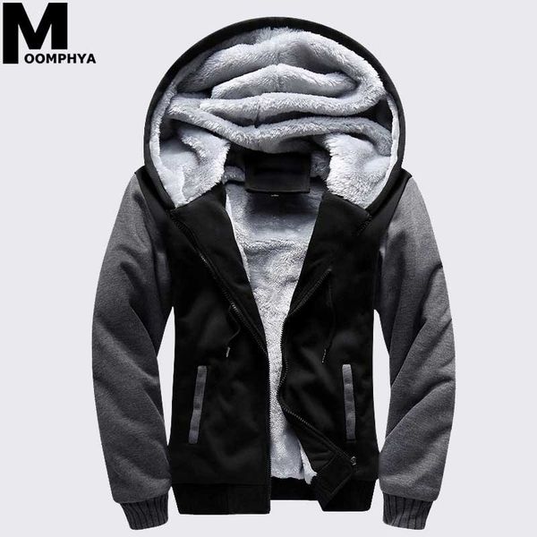 

winter warm thick fleece men hoodies zipper cardigan hoodie men outwear coat mens hoodies sudaderas para hombre, Black