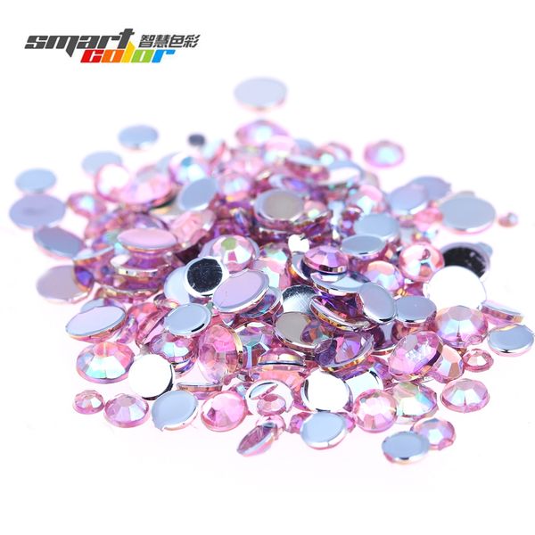 

pink ab color multi-size acrylic rhinestones shoes clothing decorations sparkling nail art decorations, Silver;gold