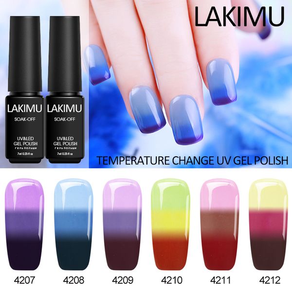 

lakimu lucky temperature changing uv gel nail polish nail hybrid varnish design gel lacquer soak off professional art 7ml, Red;pink