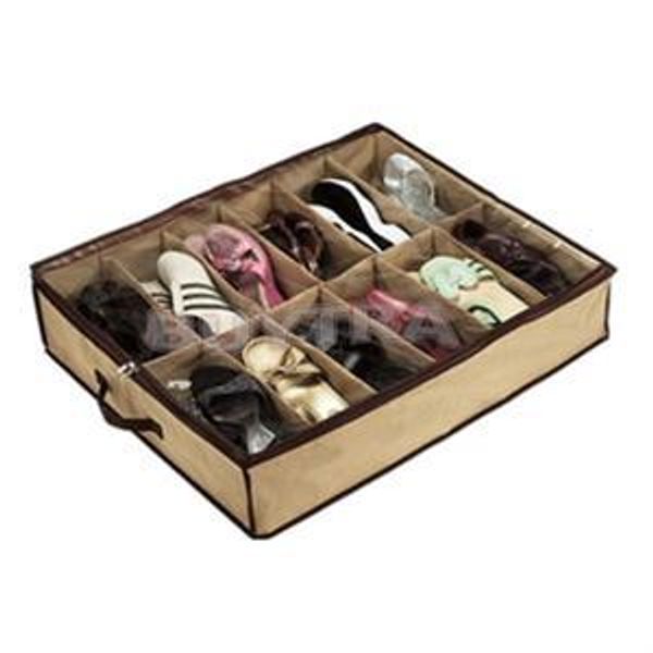 

new 12 grid shoebox folding transparent organizer holder non-woven fabric home wear bra storage