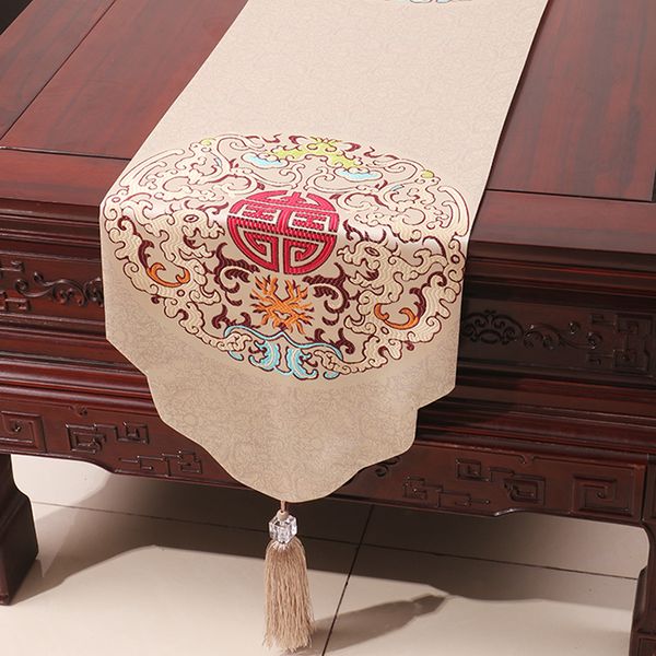 High-End-Luxus-Tischläufer aus dicker chinesischer Seide, Weihnachts-Dinner-Party-Damast-Tischdecken, rechteckige Tischmatte mit hoher Dichte, 230 x 33 cm