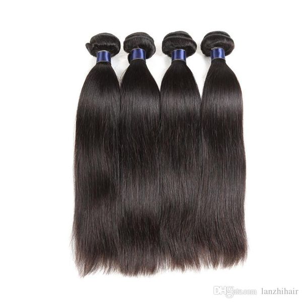 

8а класса норка бразильские волосы девственницы 4 связки прямые 100% необработанные бразильские перуанские индийские прямые волосы девственн, Black