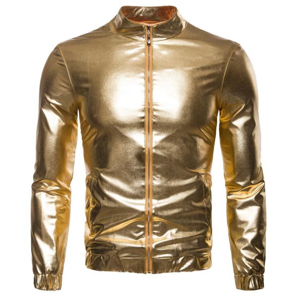 

2xl men's casual jackets gold&silver bling stage nightclub male coat zipper slim fitness jacket 2019 new trend, Black;brown