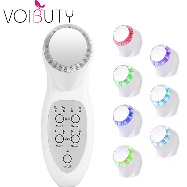 

ultrasonic face massager 7 led pn rejuvenation lights sonic face lifting cleaner wrinkle remover facial spa beauty massager