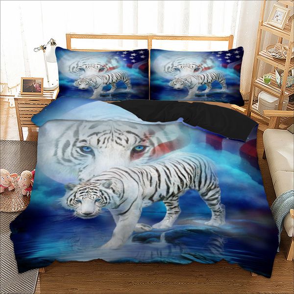 

tiger bedding set twin full  king au single uk double size animal duvet cover pillow cases 3d bed linen set 3pcs