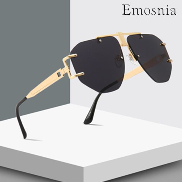 

emosnia rimless pilot modis sunglasses oculos retro steampunk women men brand designer luxury 2019 sun glasses shades gift uv400, White;black