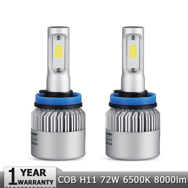 

h11 led headlight cob 72w car led headlights bulb fog light 6500k auto headlamp for toyota/vw/hyundai/kia/chevrolet/mazda