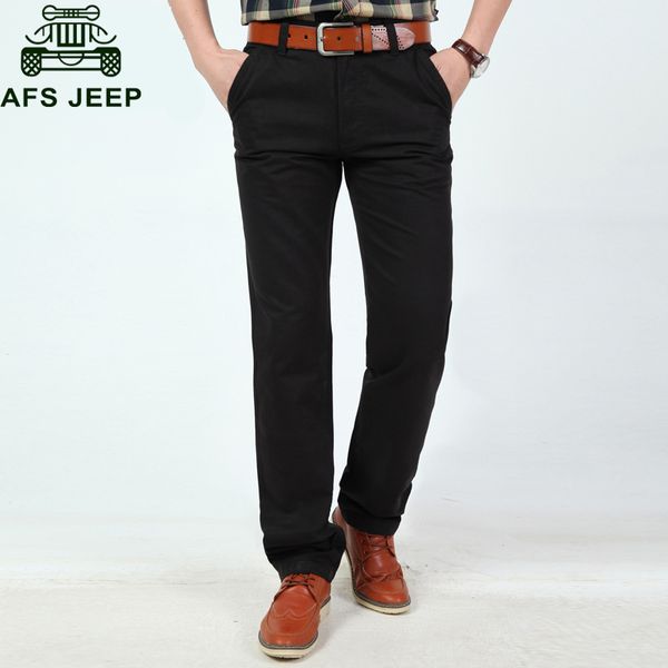 

autumn cargo pant men casual mid-waist straight full length men pants big size 30-42 cotton breathable trousers streetwear, Black